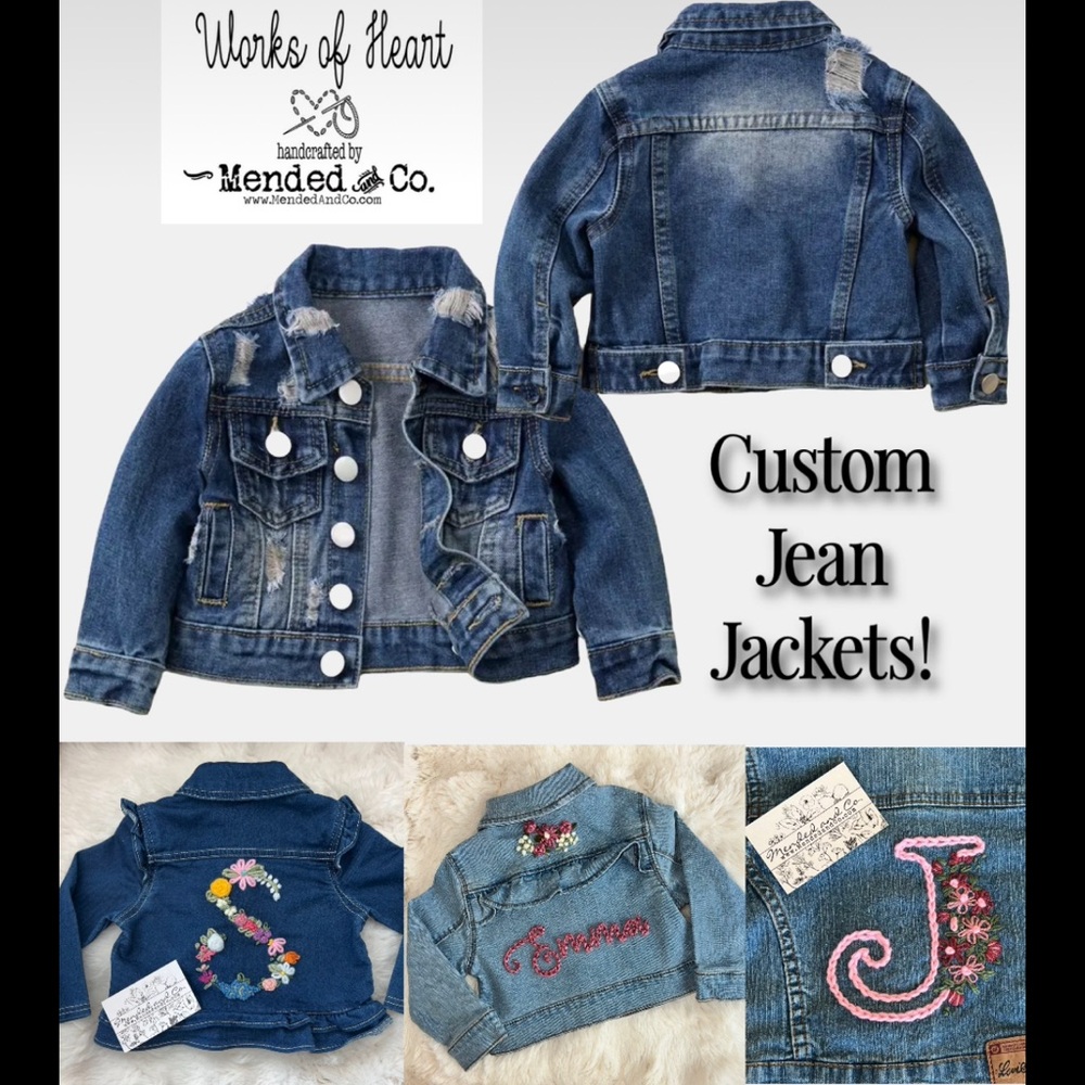 Custom Hand Embroidered Jean Jacket for Kids